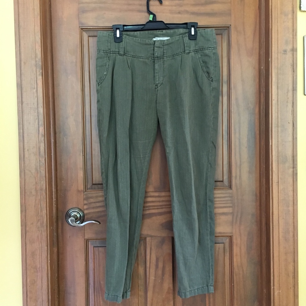 Free People Green Trouser Pants — Size 6 — Button Up Fly
